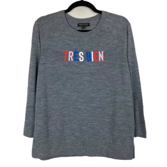 Banana Republic Sweaters - Banana Republic Tres Bien Gray Merino Wool Sweater L Large Lightweight Knit Grey